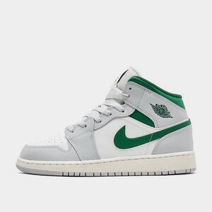 NIB Big Kid GS  Nike Air Jordan 1 Mid DQ8423 142 White/Pure Platinum/Sail/Green